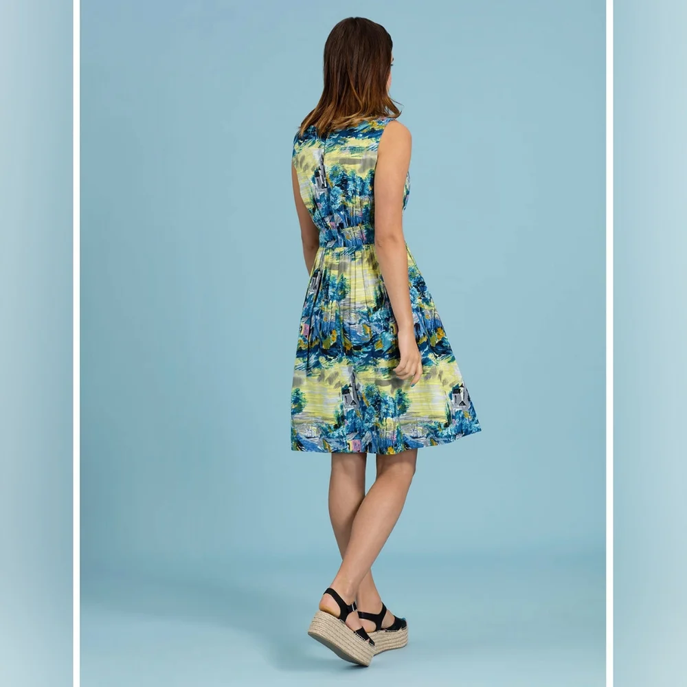 ModCloth/Emily and Fin Tuscan Landscape “Lucy” Dress Size L - Picture 3 of 14